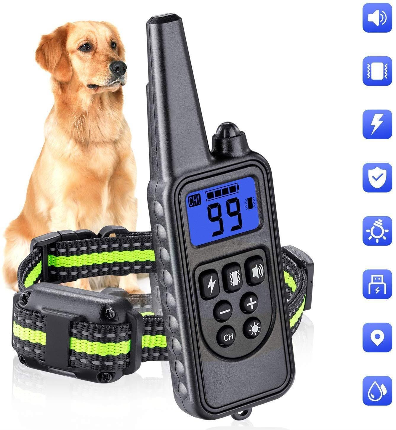 Collier de dressage pour chien 800M avec télécommande, étanche et facile à utiliser pour un entraînement efficace.