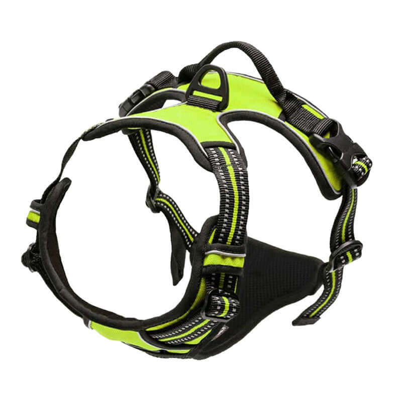 Gilet anti-choc réfléchissant pour chien en polyester de haute qualité, couleur verte, design ergonomique.