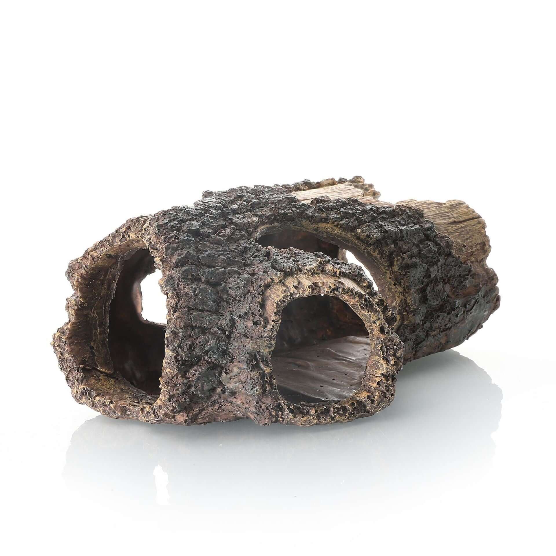 Décoration en résine pour aquarium, branche naturelle avec tunnels pour poisson et créatures aquatiques.