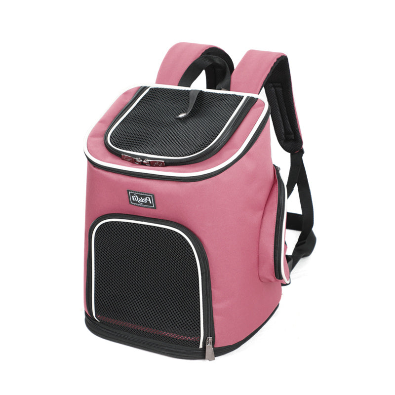 Sac à dos rose pour chiens, résistant en tissu Oxford, idéal pour transporter vos animaux de compagnie avec confort.