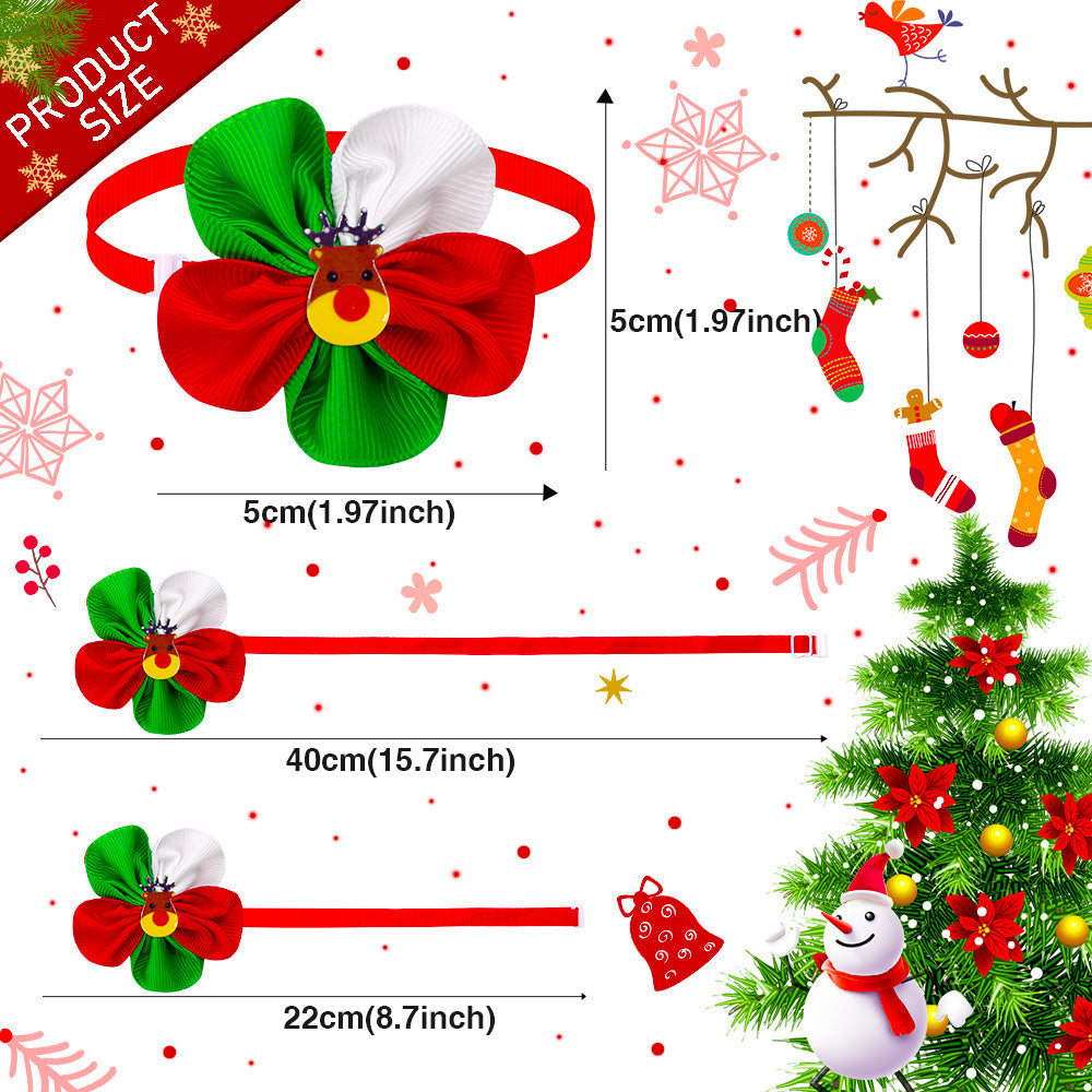 Nœud Papillon de Noël pour chien et chat, motifs rouge et vert, accessoire festif, taille 5cm.