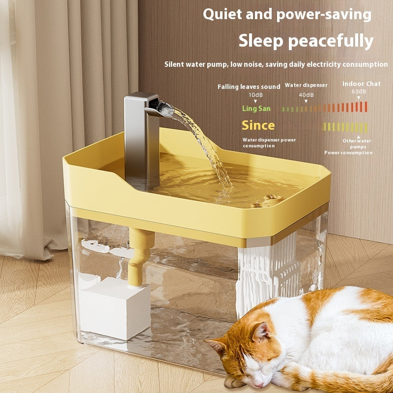 Fontaine à eau automatique pour chats, design moderne, filtre intégré, fonctionnement silencieux et économe en énergie.