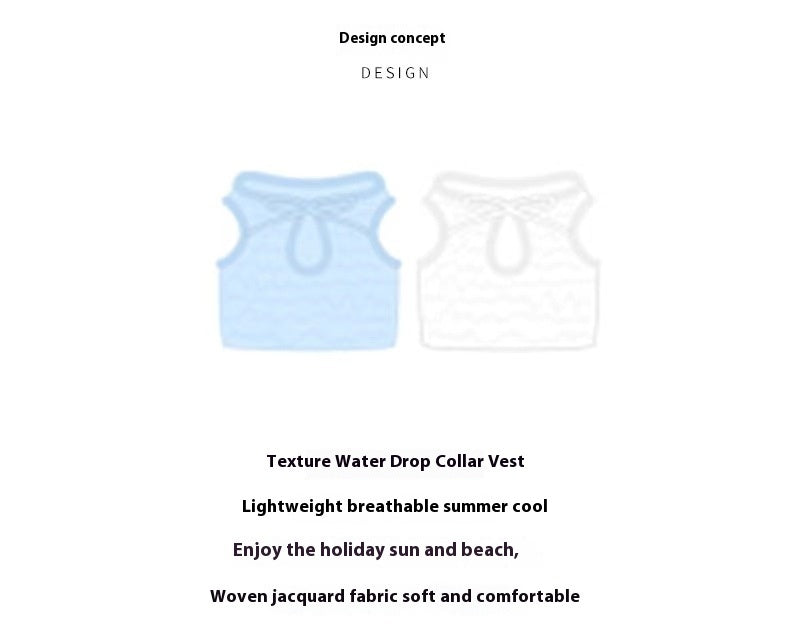 Gilet ventilé léger en bleu et blanc pour chiens et chats, idéal pour l'été et les activités en plein air.