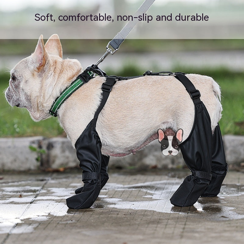 Bottes étanches réglables pour chiens, confortables et anti-dérapantes pour des promenades sécurisées.