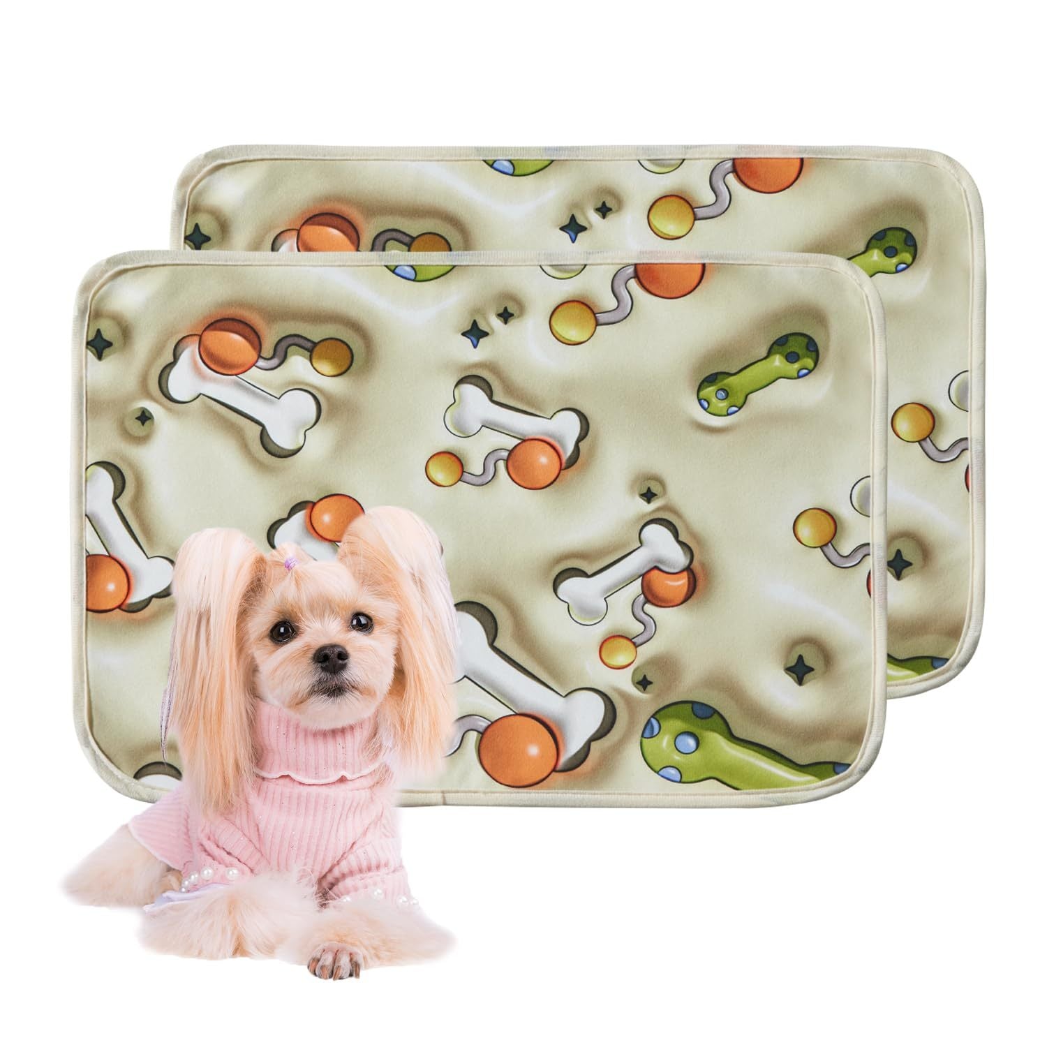 Tapis de Chien Réutilisables Qeils - 2 Pièces Imprimés 3D