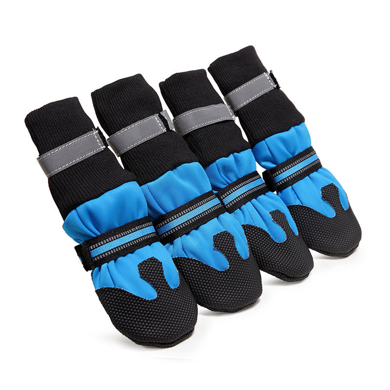 Chaussures antidérapantes en Lycra bleues pour chiens grandes races, offrant confort et protection