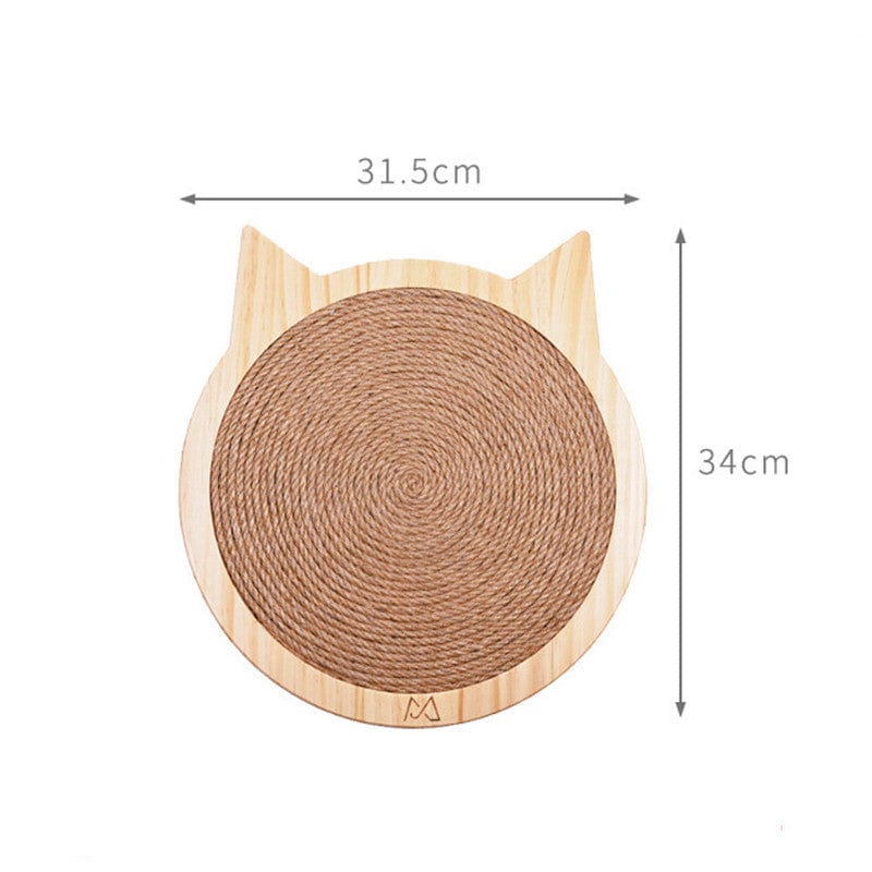 Planche à gratter pour chat en sisal avec design en bois, dimensions 31.5cm x 34cm, accessoire idéal pour le bien-être félin.