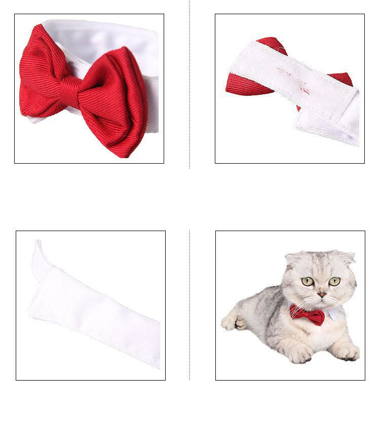 Nœud papillon en coton rouge pour animaux avec bande ajustable, parfait pour les chiens et les chats élégants.