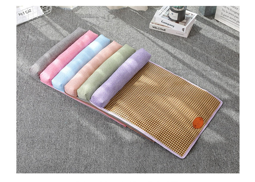 Tapis d'été pour animaux de compagnie en rattan