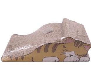 Tapis Grattage S Shape pour Chat avec motif de chat, idéal pour le grattage naturel des félins.