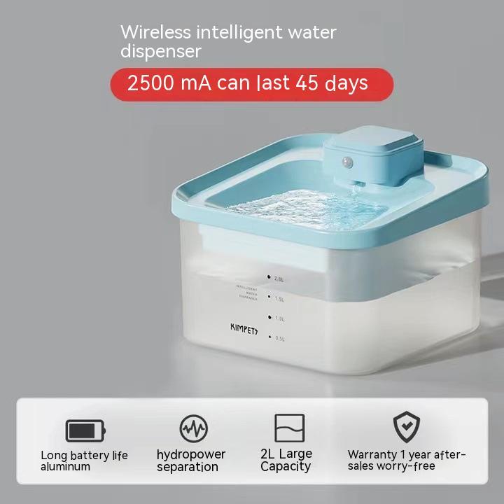 Distributeur d'eau automatique intelligent, 2L capacité, alimenté sans fil pour une hydratation optimale des animaux.