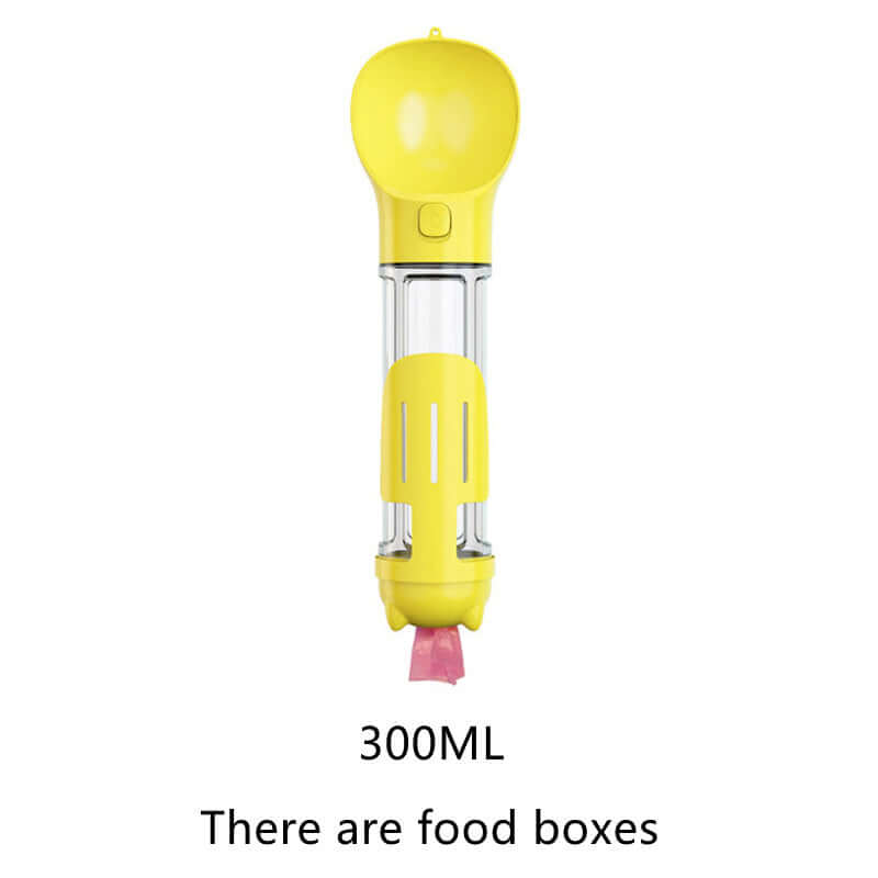 Bouteille d'eau multifonctionnelle pour animaux de compagnie, 300ml, couleur jaune.