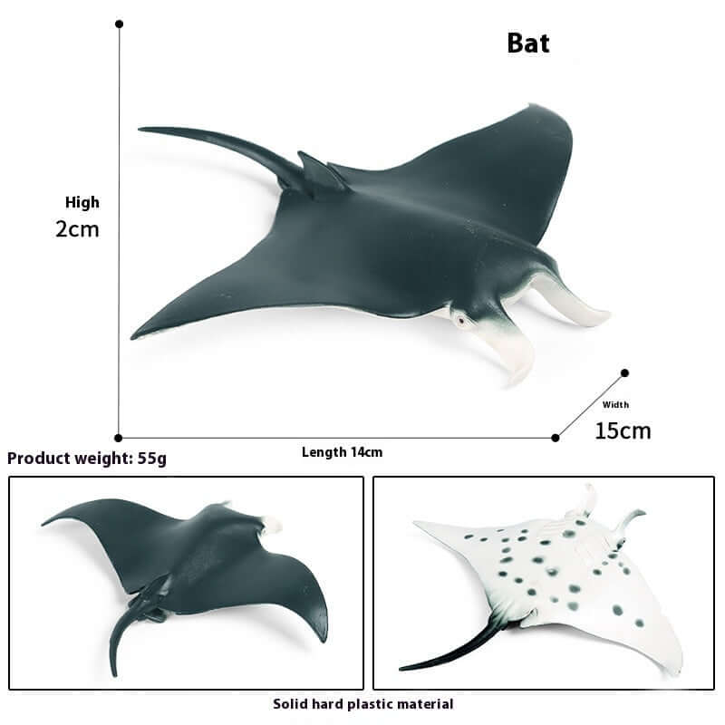 Modèle de poisson diable en plastique solide, jouet interactif éducatif pour enfants, dimensions 14cm x 15cm.