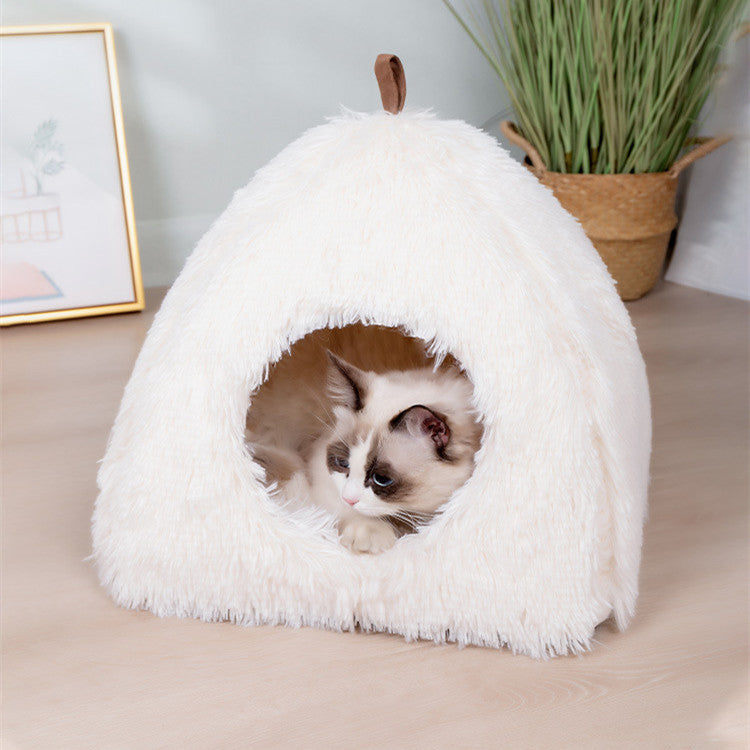 Nid Triangulaire en Plush pour Chat - Fermé et Compressible