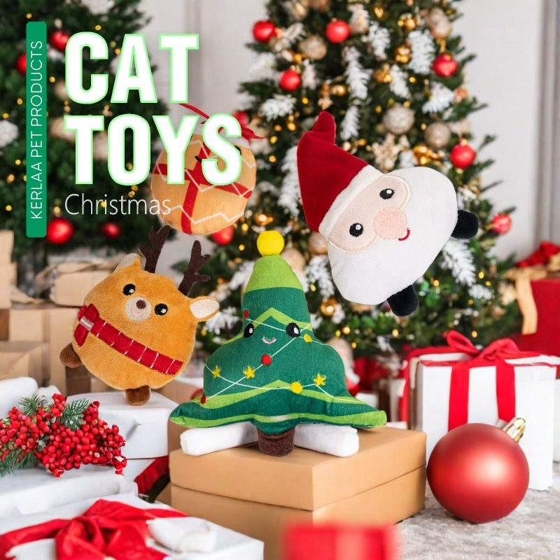 Jouet en Peluche de Noël pour Chat avec Herbe à Chat