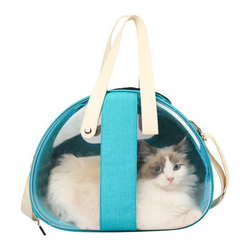 Sac transparent Double Fish pour animaux, design moderne, idéal pour transporter chats et chiens en toute sécurité.