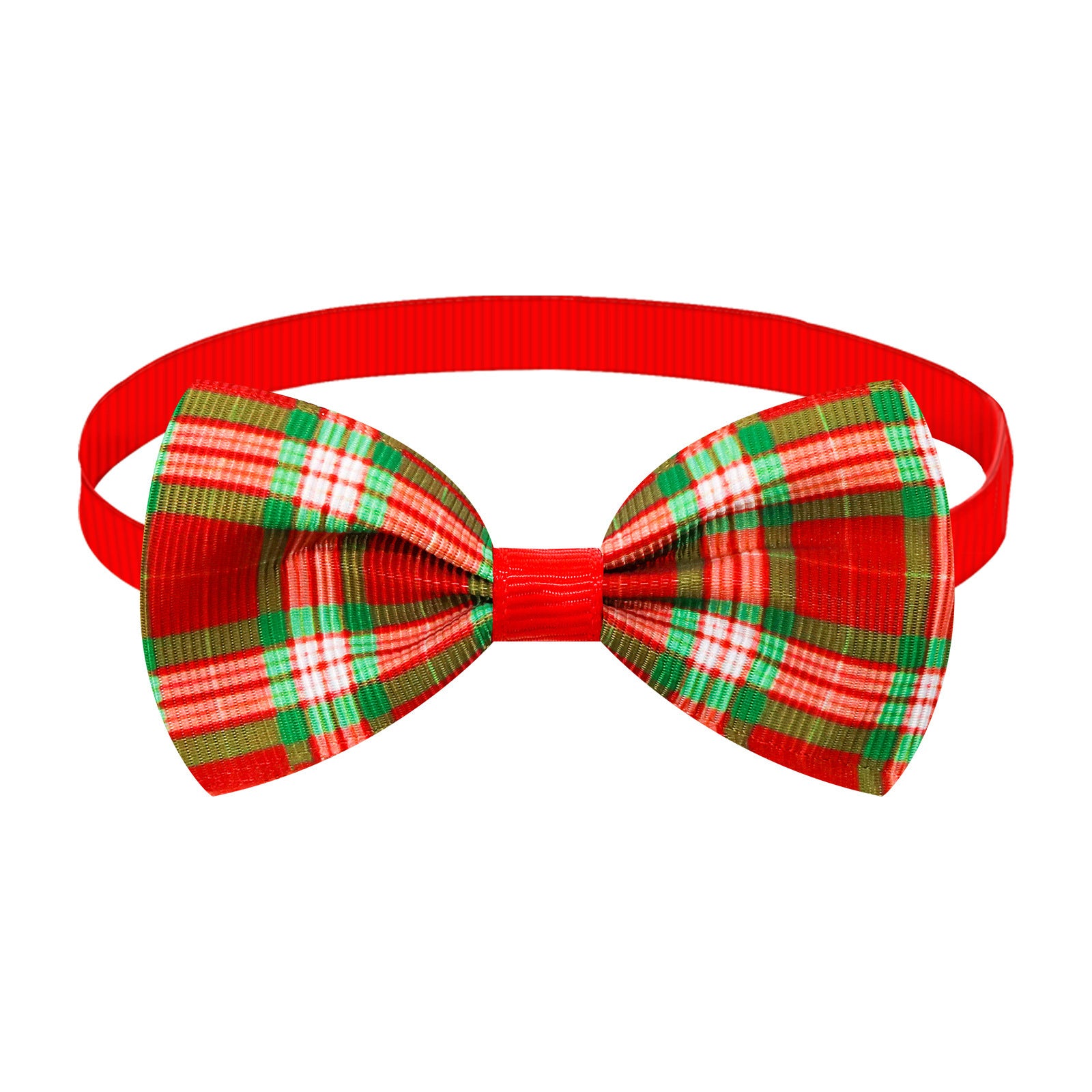 Nœud papillon à rayures plaid de Noël pour chien et chat, accessoire élégant pour animaux.