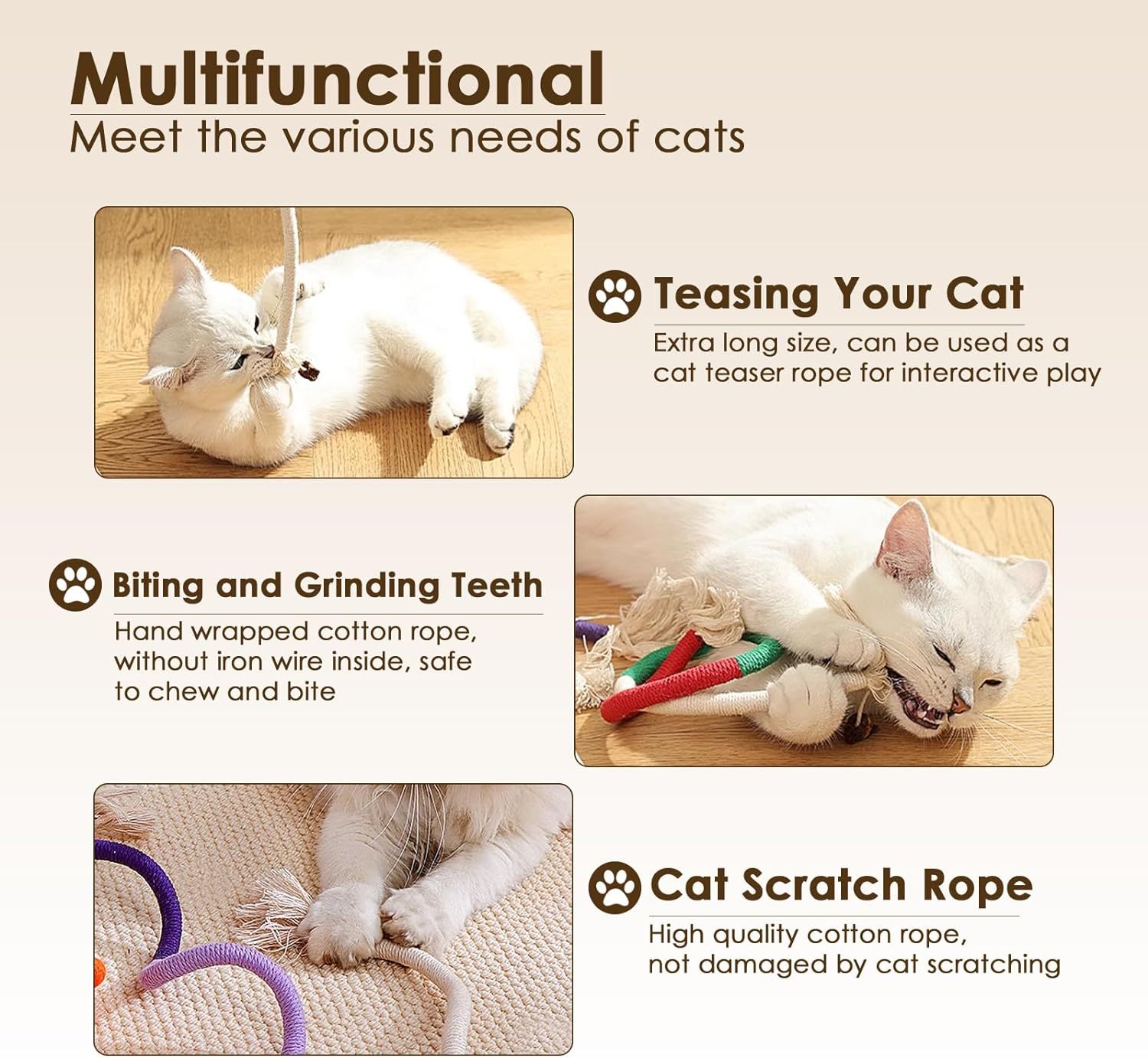 Jouet en Corde de Coton pour Chats Intérieurs
