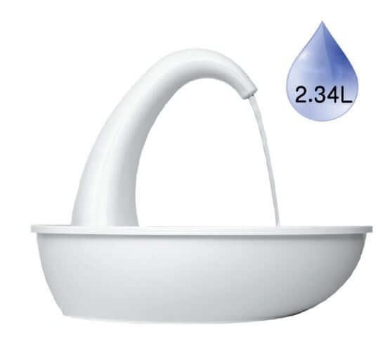 Distributeur automatique d'eau pour chats en forme de cygne avec pompe silencieuse et capacité de 2.34L.