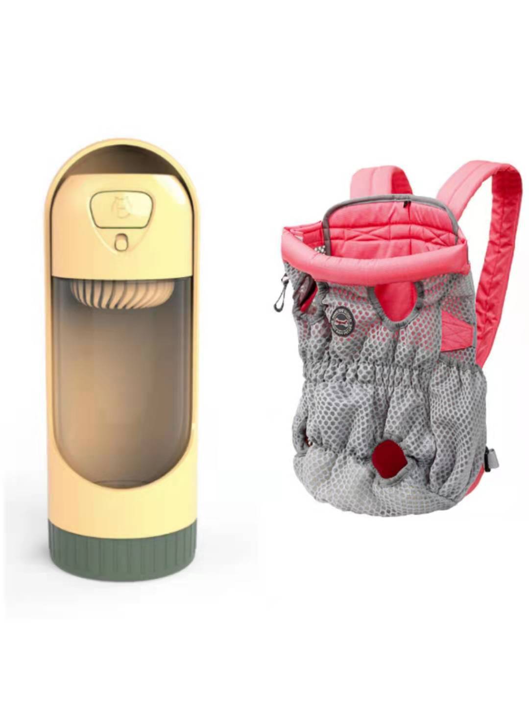Sac à dos porte animal de compagnie respirant avec distributeur d'eau, idéal pour les aventures en plein air.