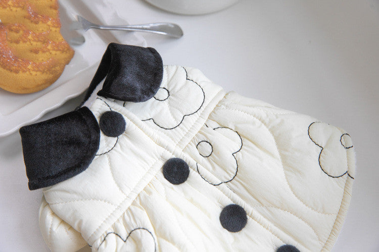 Vêtement pour chien en velours coton avec motif floral, idéal pour l'automne et l'hiver.