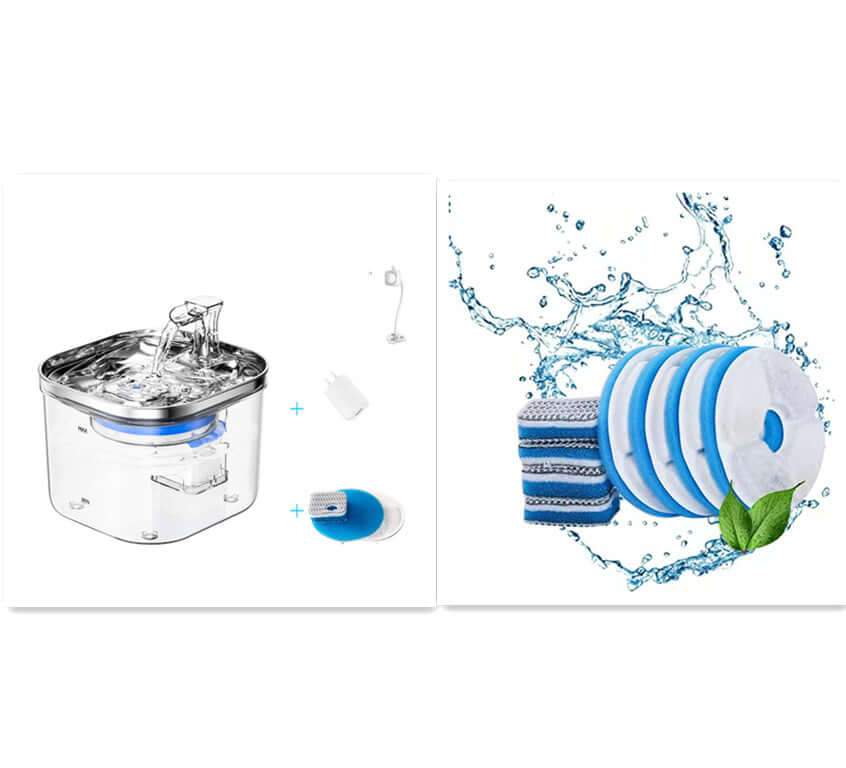 Fontaine automatique en acier inoxydable pour animaux, accessoires avec filtre, eau fraîche, hydratation optimale.