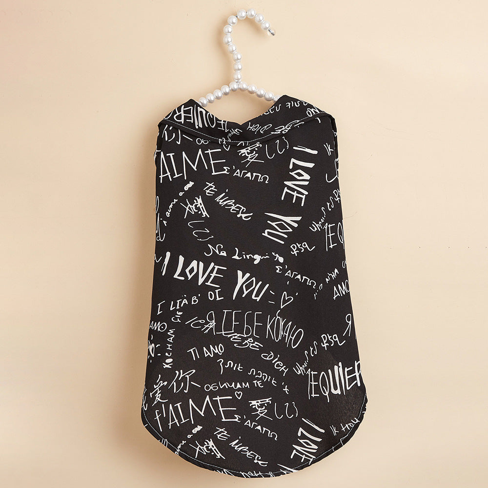 T-shirt noir pour petits chiens avec impression "I Love You" en coton doux, design adorable et coupe décontractée.