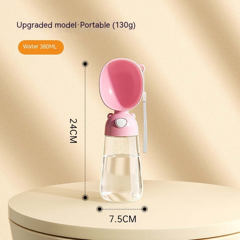 Bouteille d'eau portable pour chien, distributeur de 380ml avec design pratique pour sorties et voyages.