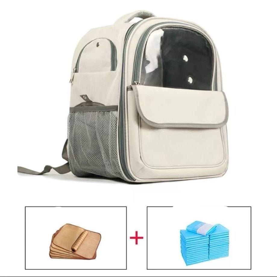 Sac à dos transparent pour animaux - Capsule Spatiale, confortable et léger pour voyager avec style.