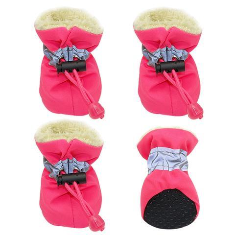 Chaussures confortables et durables pour chiens, protection ultime pour les pattes, design rose avec doublure en fourrure.