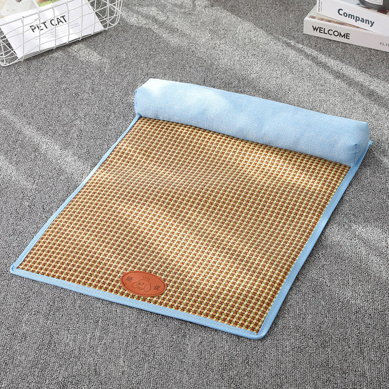 Tapis d'été pour animaux de compagnie en rattan