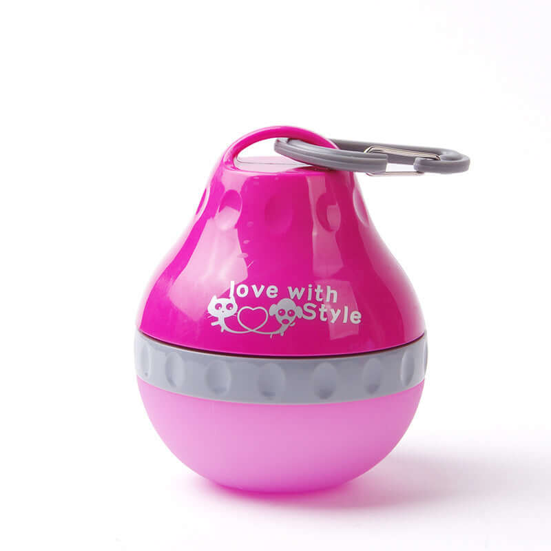Bouteille pliante en silicone rose pour animaux, portable et pratique, avec design mignon.