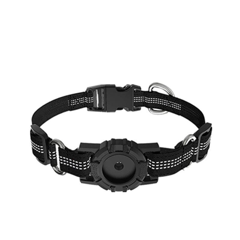 Collier Anti-perte pour Chien en nylon noir, ajustable et résistant aux intempéries, idéal pour la sécurité des animaux.