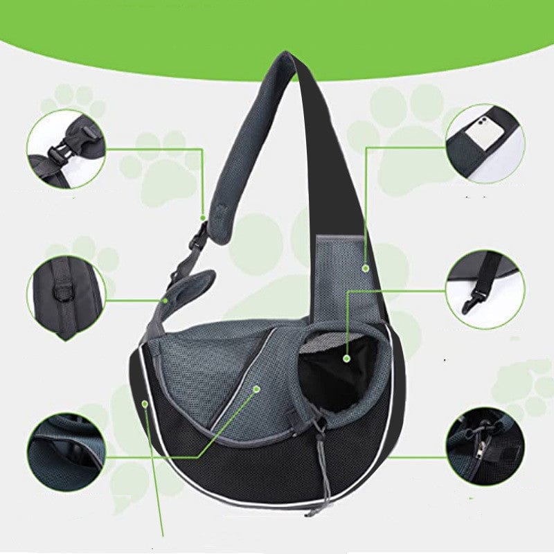 Sac à dos portable pour animaux avec caractéristiques confortables et respirantes, idéal pour chiens et chats.