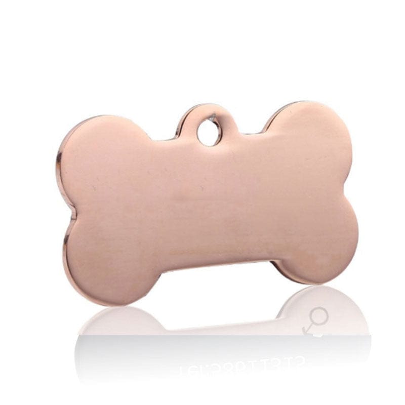 Pendentif anti-perte en acier inoxydable en forme d'os pour animaux, durable et personnalisable.