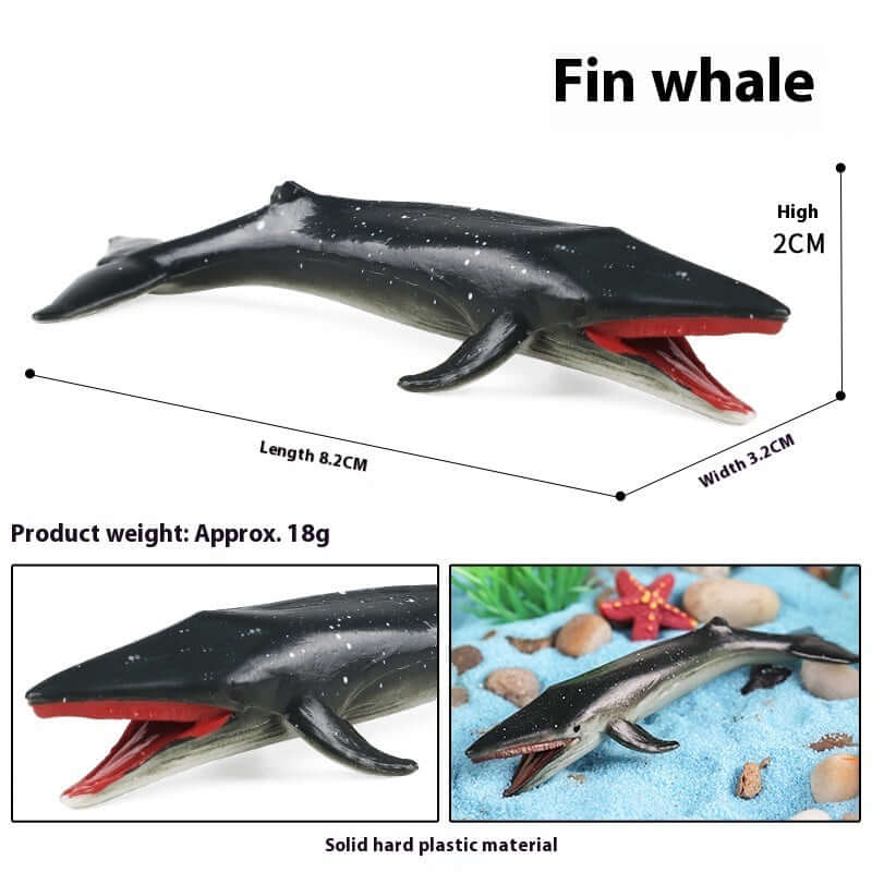 Modèle de baleine fin en plastique, jouet éducatif marin, taille 8.2cm, parfait pour les enfants.