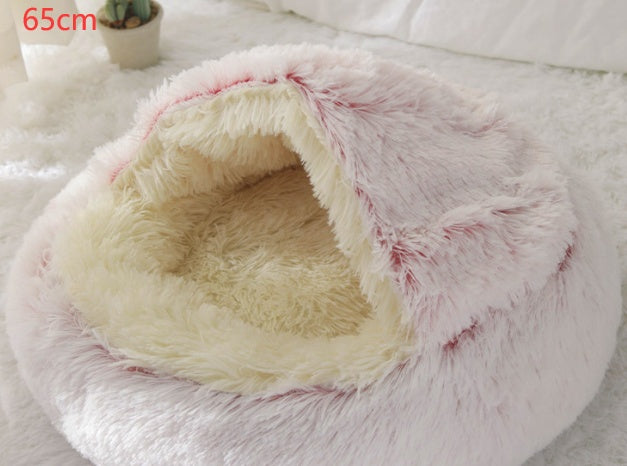 Lit Douillet 2 En 1 pour Chiens et Chats - Lit d'Hiver Rond en Peluche