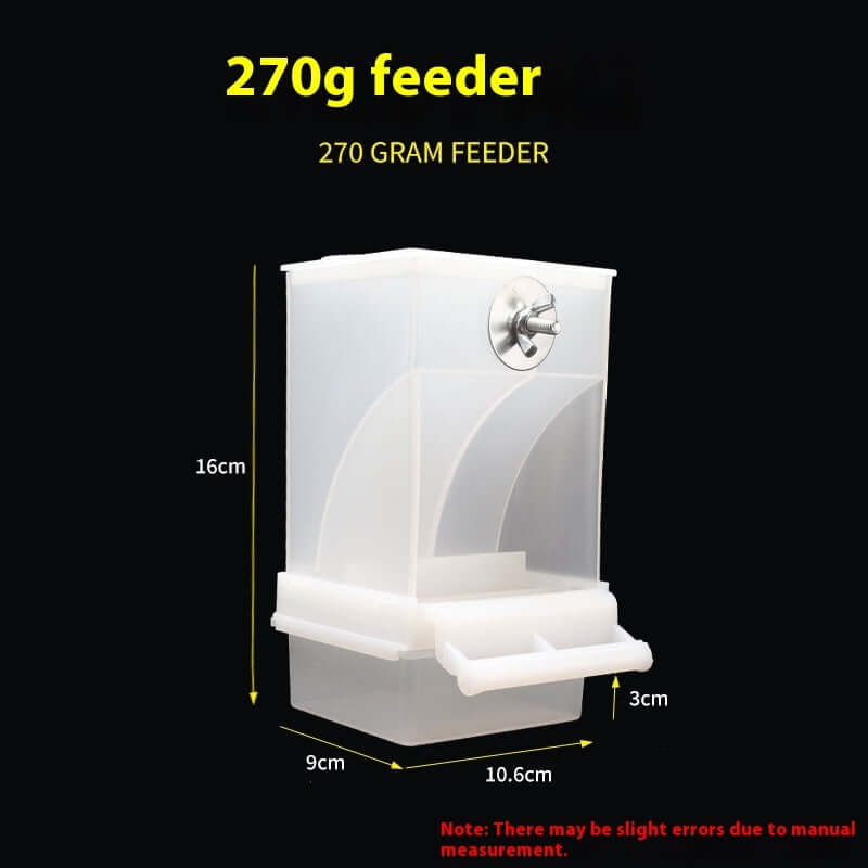 Conteneur Transparent Automatique pour Nourriture d'Oiseaux, 270g, modèle durable pour une alimentation régulière.