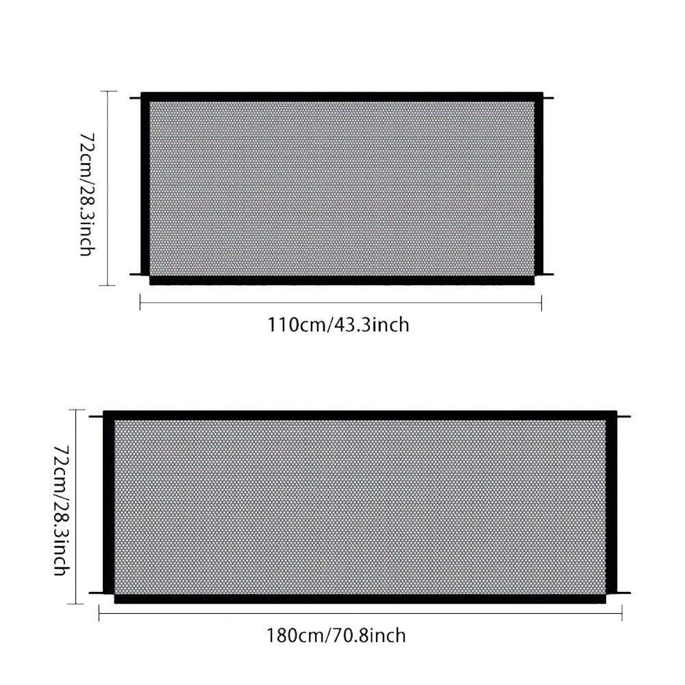 Mesures de la clôture pour chien pliable, dimensions 110cm x 72cm et 180cm x 72cm pour animaux de compagnie.