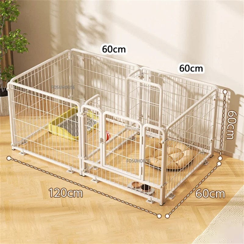 Clôture en fer forgé moderne pour animaux de compagnie, idéale pour petits chiens avec dimensions 120cm x 60cm.