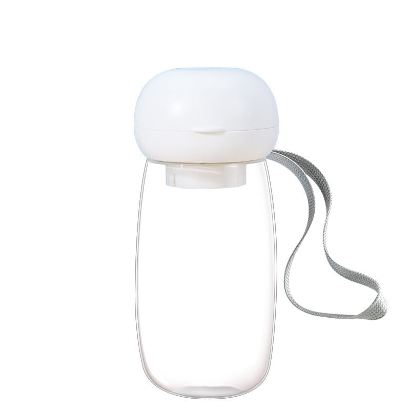 Gourde portable pour animaux de compagnie avec lanière, idéale pour l'hydratation en extérieur.