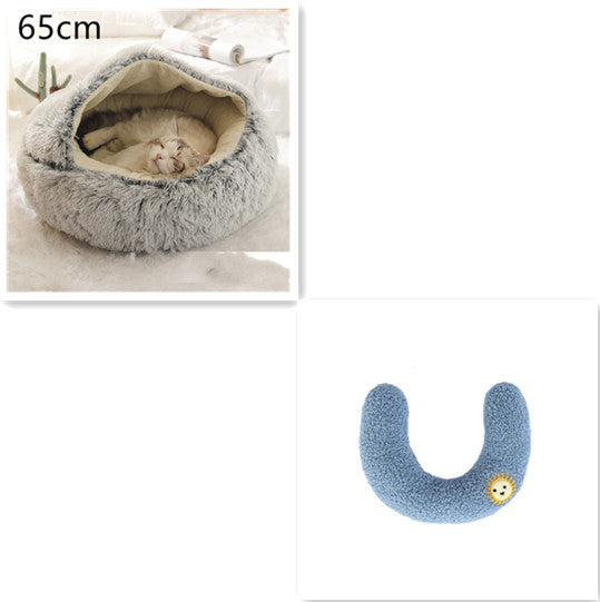 Lit Douillet 2 En 1 pour Chiens et Chats - Lit d'Hiver Rond en Peluche