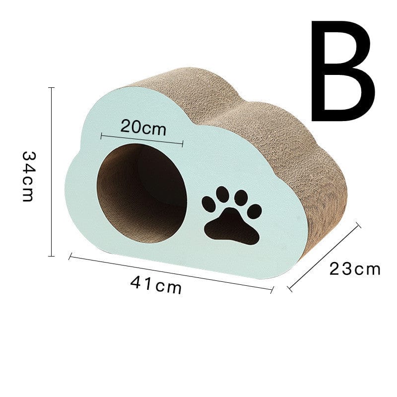 Planche à gratter nuage pour chats, en papier ondulé, dimensions 41x23x34cm, design attrayant et fonctionnel.