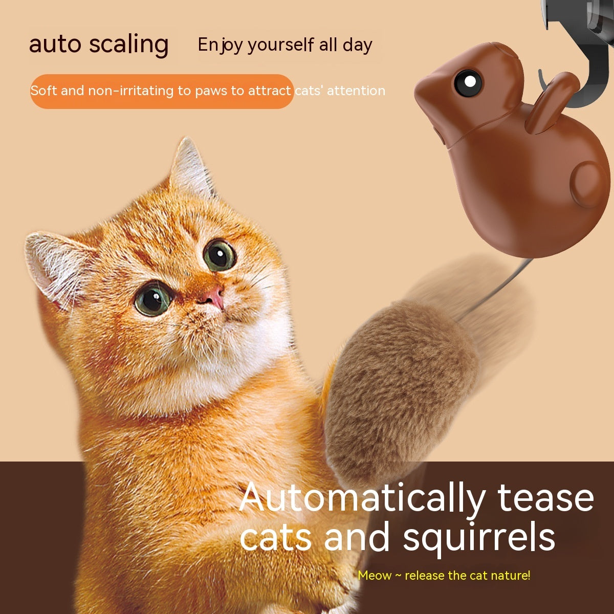 Jouet à Teaser Intelligent pour Chat Écureuil - Chargement USB