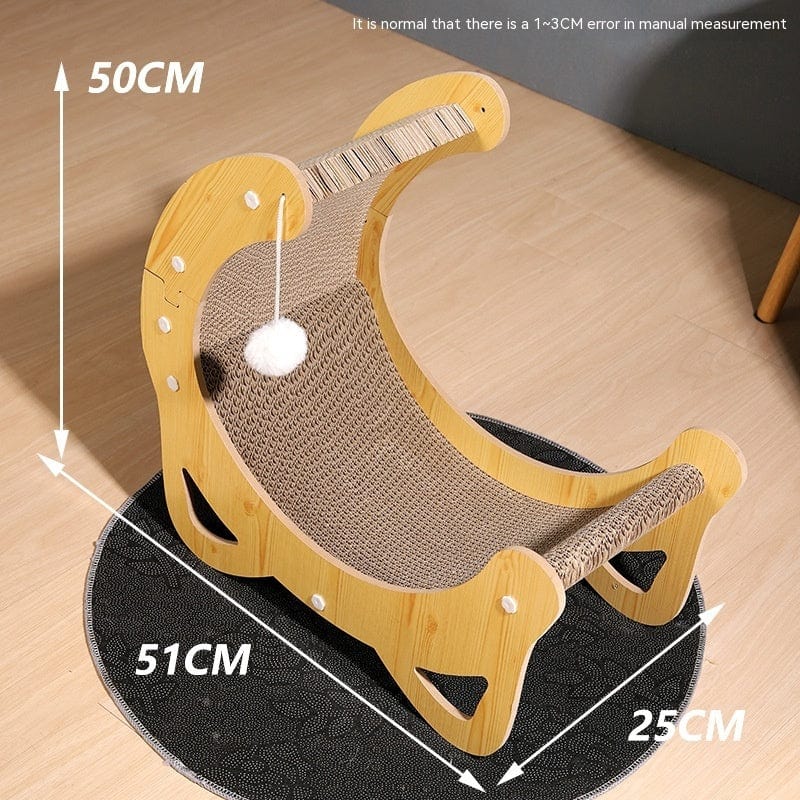 Planche à gratter pour chats en papier ondulé, dimensions 50x51x25 cm, avec design créatif.