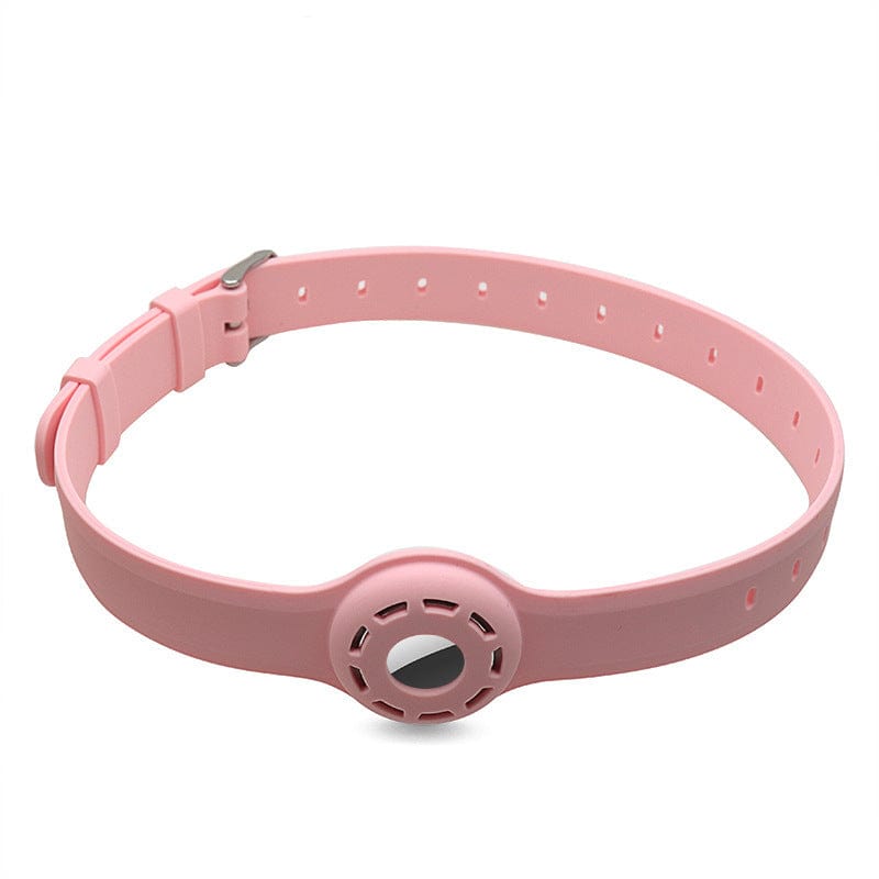 Collier antichute en silicone rose avec emplacement pour tracker Airtag, conçu pour le confort des animaux.