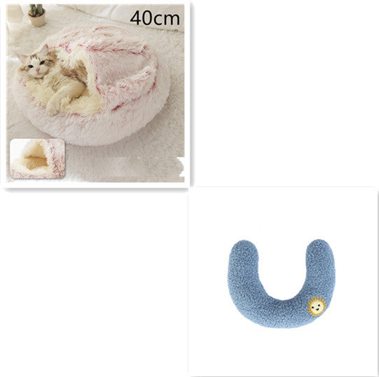 Lit Douillet 2 En 1 pour Chiens et Chats - Lit d'Hiver Rond en Peluche