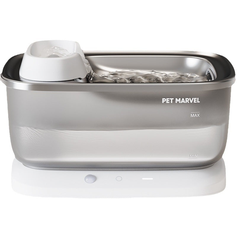 Distributeur d'eau sans fil Pet Marvel pour animaux de compagnie, design moderne et capacité de 7L.