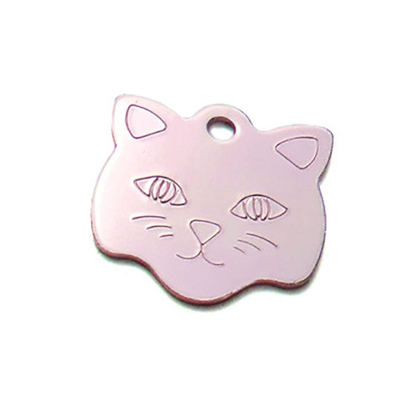 Médaille en aluminium en forme de tête de chat pour colliers d'animaux et accessoires pour chiens et chats.
