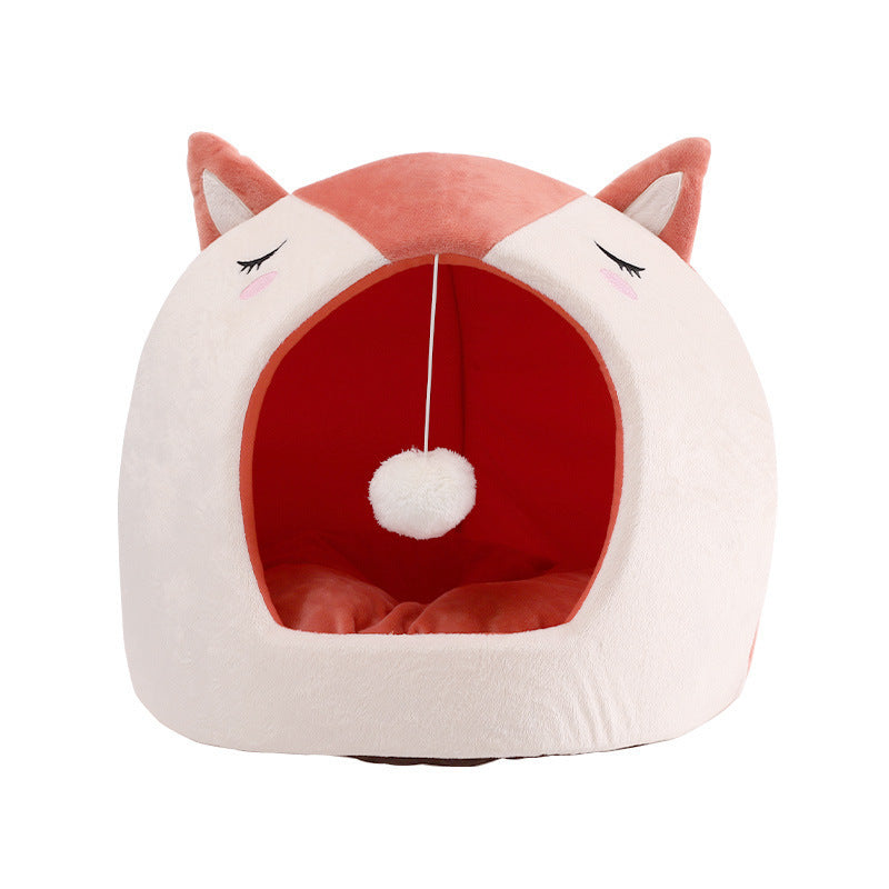 Nid Amovible et Lavable pour Animaux avec Balle de Chat Amusante